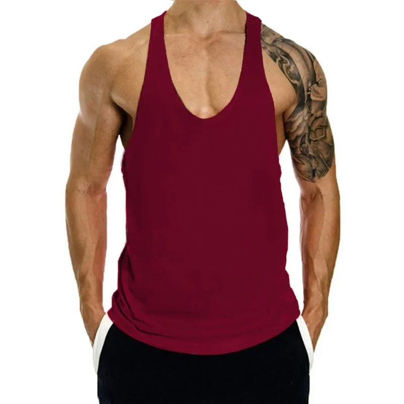 100% Cotton Bodybuilding Brand Jogger Gym Singlet Training Bodybuilding Tank Top Vest Shirt Sleeveless Fitness Shirt For Men thumbnail 4