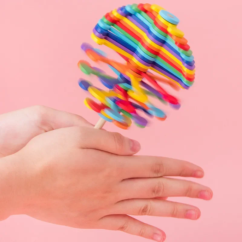 Wooden Spiral Lollipop Toys Rotating Magic Wand Spin Magic Wand Stress Relief Fidgets Toy For Adults Kids Antistress Gift thumbnail 3