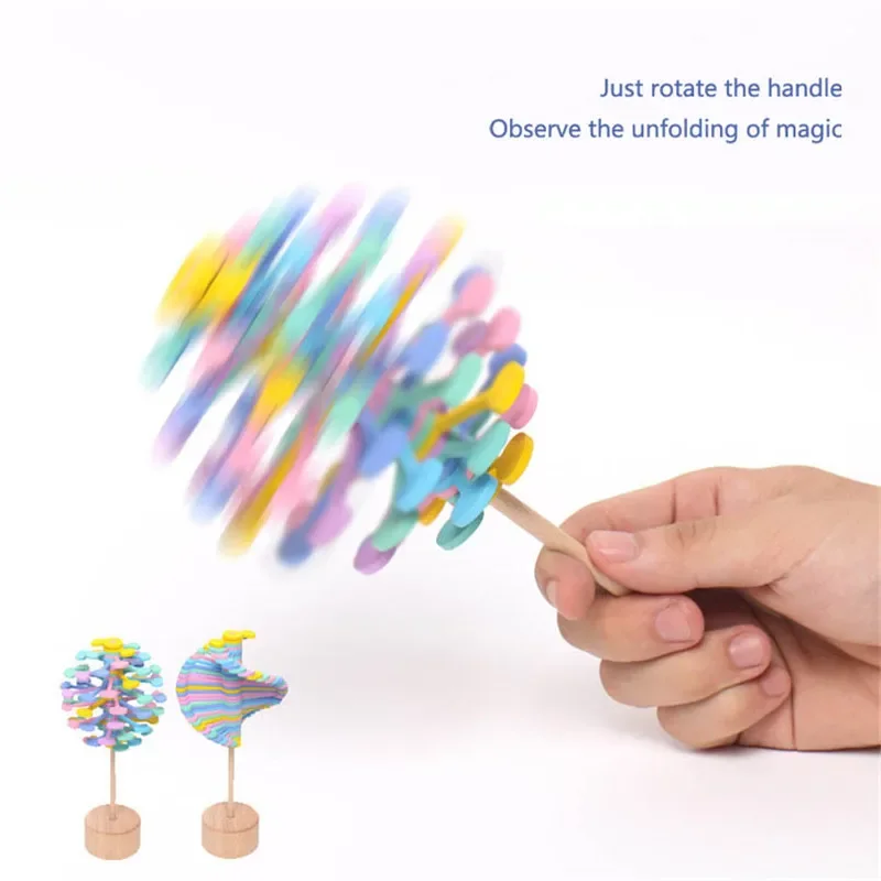 Wooden Spiral Lollipop Toys Rotating Magic Wand Spin Magic Wand Stress Relief Fidgets Toy For Adults Kids Antistress Gift thumbnail 4