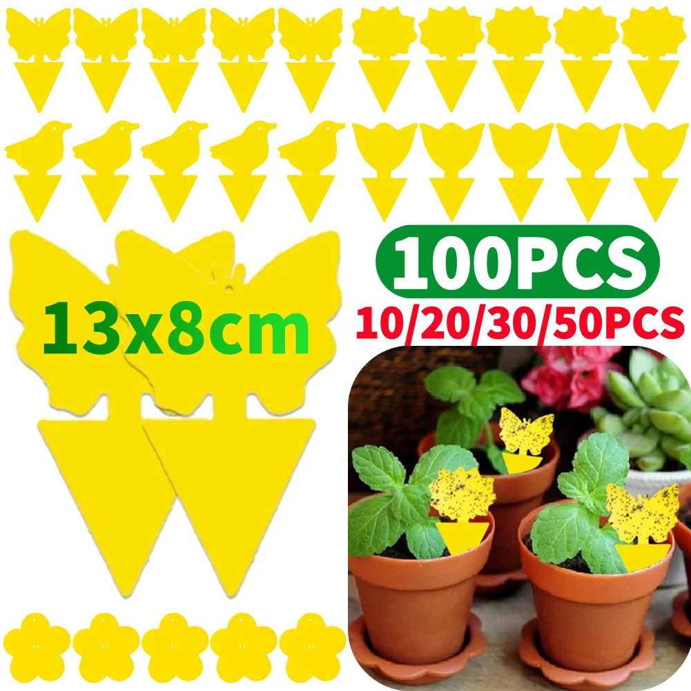 10-100Pcs Strong Yellow Sticky Traps Dual-Sided Sticker Sticky Fly Pest Traps Bugs Pest Outdoor Plant Insect Catcher Sticker