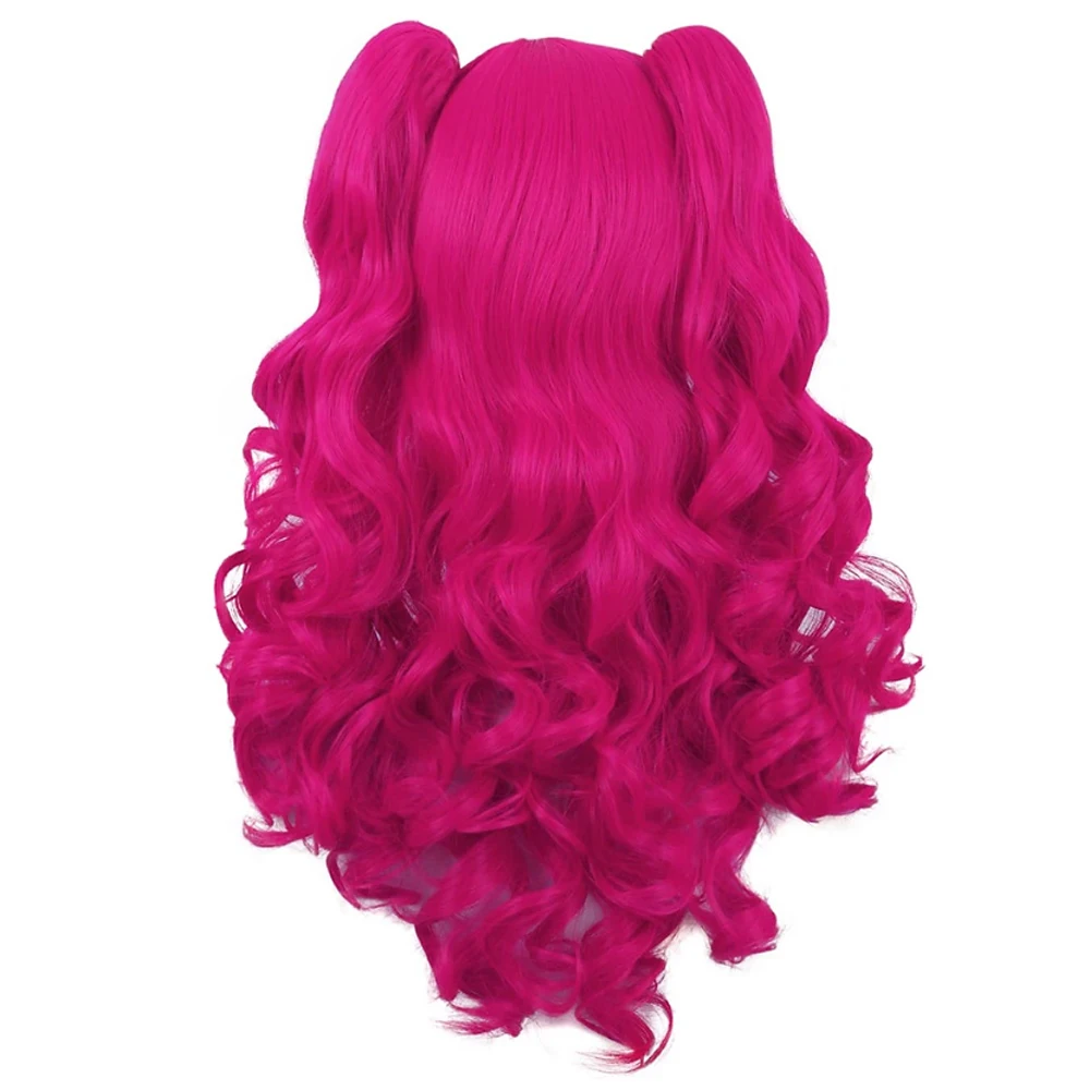 HAIRJOY Synthetic Hair  Wavy Pink Ponytail Wig for Jean Cosplay Game Princess  Anime Wigs with Hair Pigtails Bangs Halloween Wig thumbnail 4