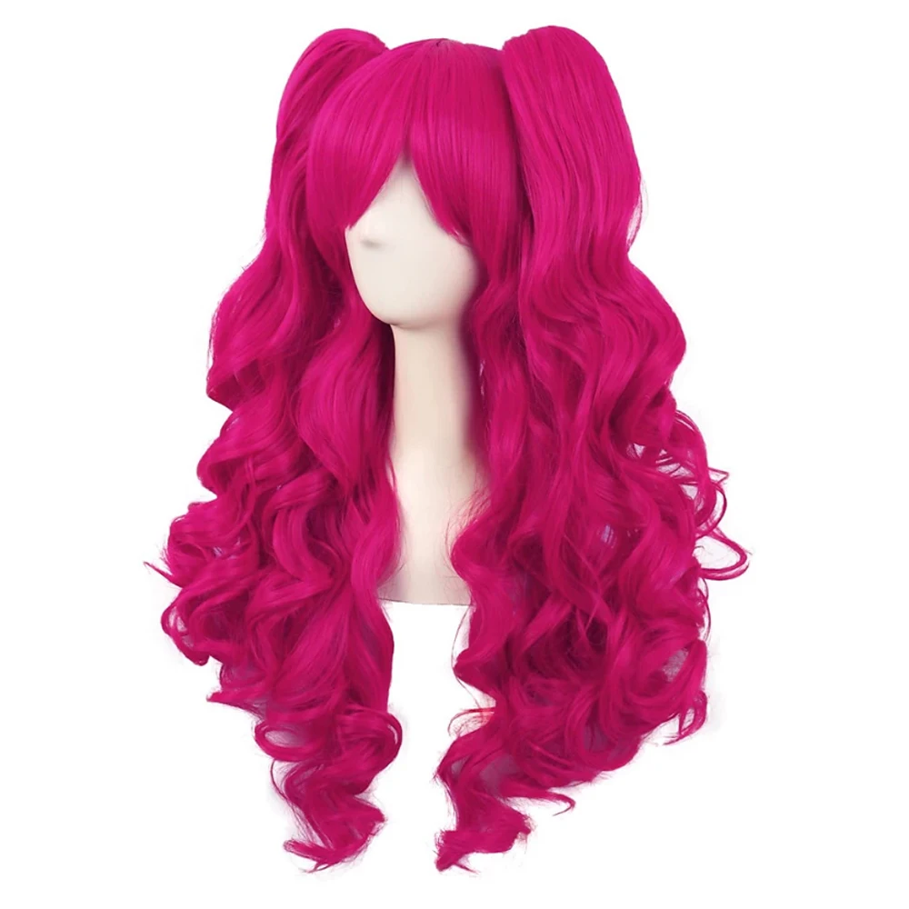 HAIRJOY Synthetic Hair  Wavy Pink Ponytail Wig for Jean Cosplay Game Princess  Anime Wigs with Hair Pigtails Bangs Halloween Wig thumbnail 2