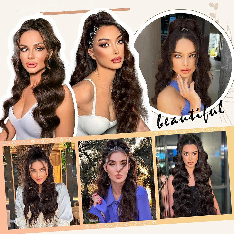 24inch Synthetic Drawstring Ponytail Extension For Women Long Afro Curly Fluffy Ponytail Clip in Hair Extensions For Daily Use thumbnail 3