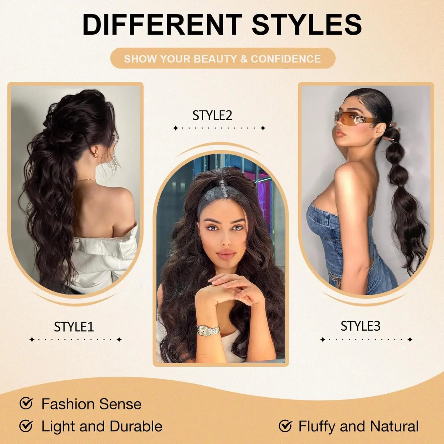 24inch Synthetic Drawstring Ponytail Extension For Women Long Afro Curly Fluffy Ponytail Clip in Hair Extensions For Daily Use thumbnail 6