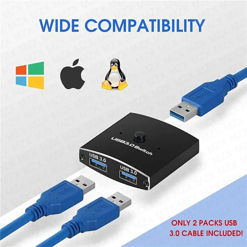 MZX Two-Way USB 3.0 Switch KM Switcher Selector 2 in 1 Out KVM A  Hub Hosts Computer Laptop PC Accessories Share Printer Sharing thumbnail 5