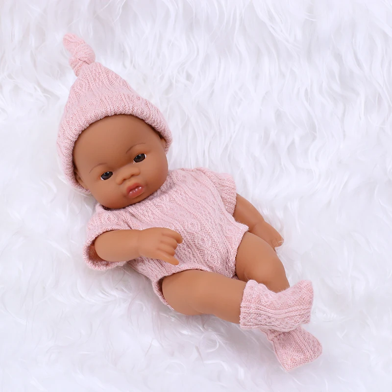 New Brown Reborn Dolls 20cm Reborn Baby Doll Mini Soft and Full Body Vinyl Reborn Toddler Doll Baby Doll For Girls Children thumbnail 3