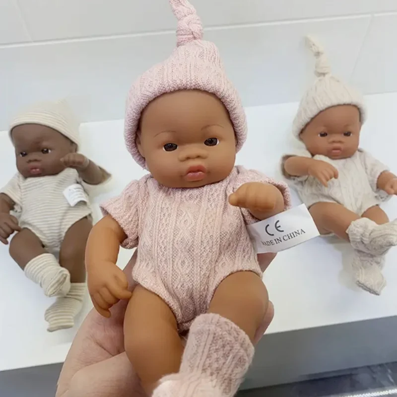 New Brown Reborn Dolls 20cm Reborn Baby Doll Mini Soft and Full Body Vinyl Reborn Toddler Doll Baby Doll For Girls Children thumbnail 2