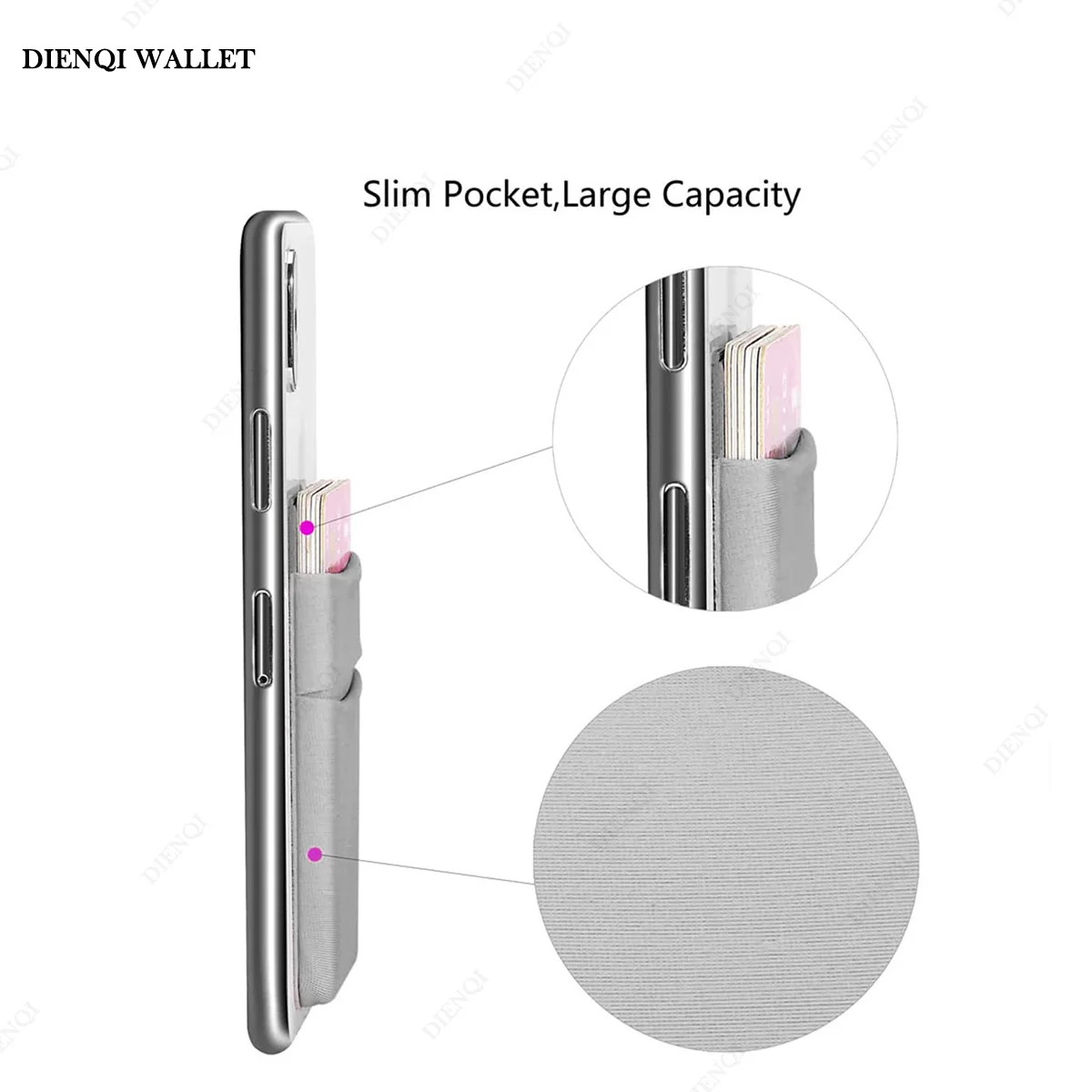Cell Phone Card Holder Slim Adhesive Sticker Fashion Mobile Phone Mini Wallet Case Credit Cardholder Pocket Portable Money Bag thumbnail 4