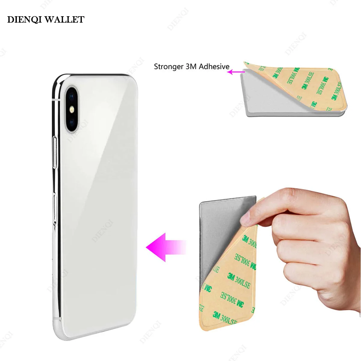 Cell Phone Card Holder Slim Adhesive Sticker Fashion Mobile Phone Mini Wallet Case Credit Cardholder Pocket Portable Money Bag thumbnail 5