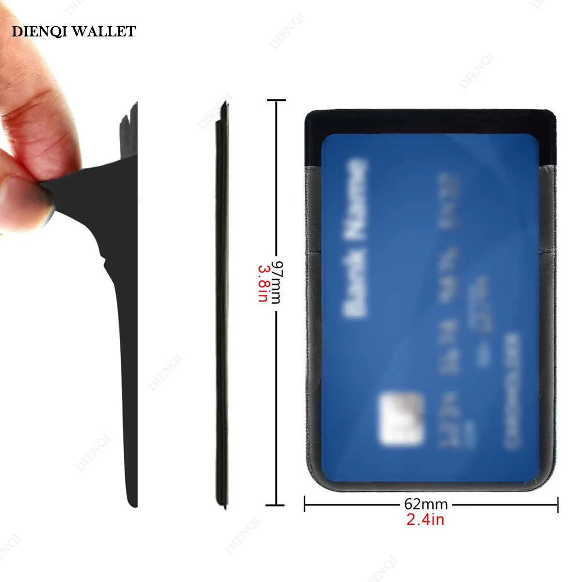 Cell Phone Card Holder Slim Adhesive Sticker Fashion Mobile Phone Mini Wallet Case Credit Cardholder Pocket Portable Money Bag thumbnail 2