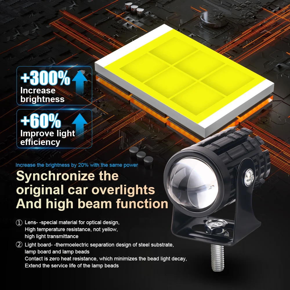 Motorcycle Mini DRL Driving Light Dual Color for Headlight Auxiliary Spotlight Lamp R ATV Scooter Moto Fog Light Accessories 12V thumbnail 5