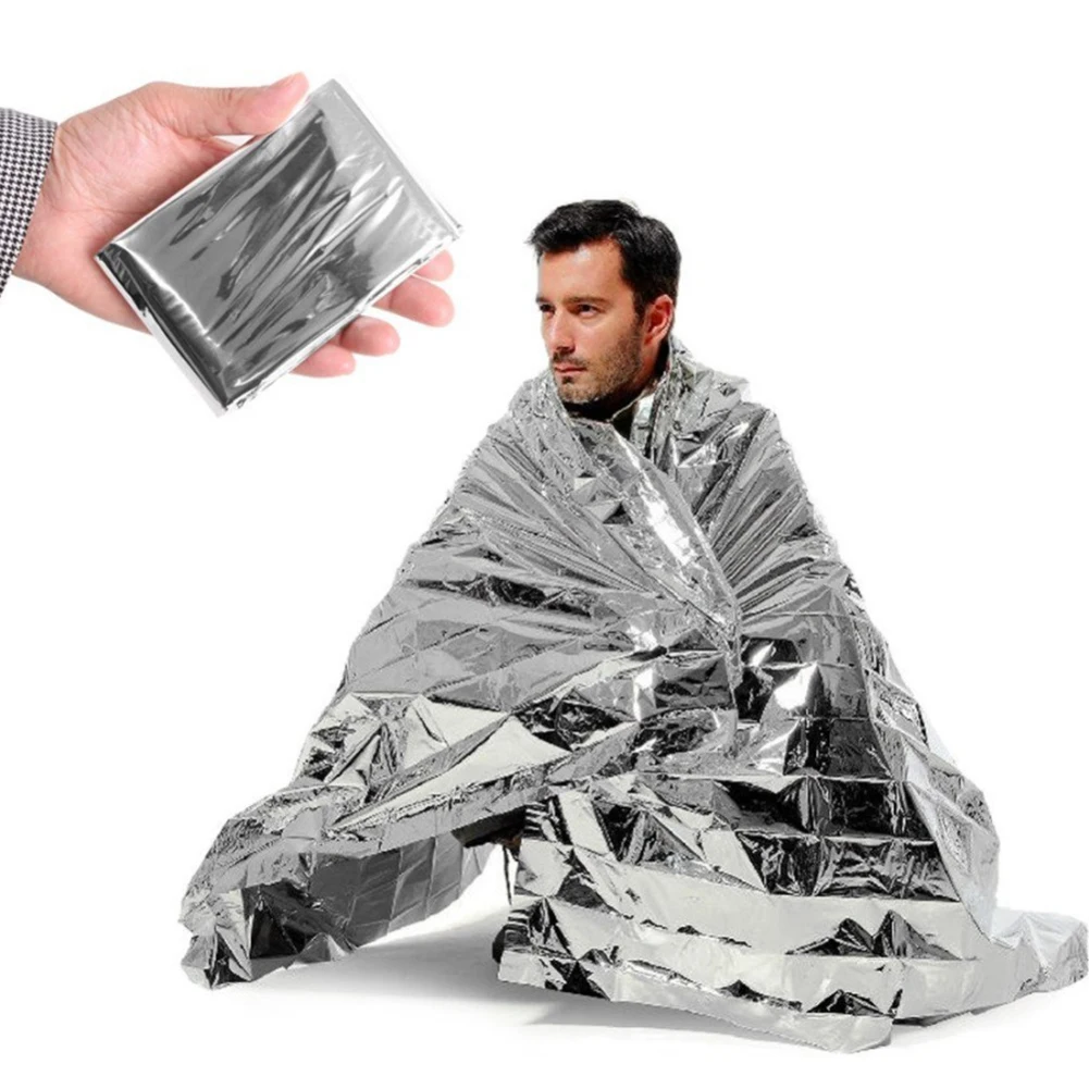1-5PCS Emergency Blanket Windproof Waterproof Foil Thermal Blanket Outdoor Survive Emergency Rescue Blankets First Aid Kit