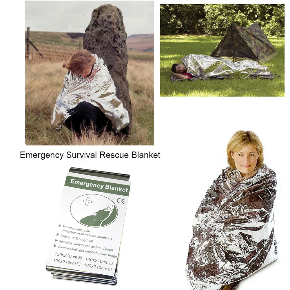 1-5PCS Emergency Blanket Windproof Waterproof Foil Thermal Blanket Outdoor Survive Emergency Rescue Blankets First Aid Kit thumbnail 4