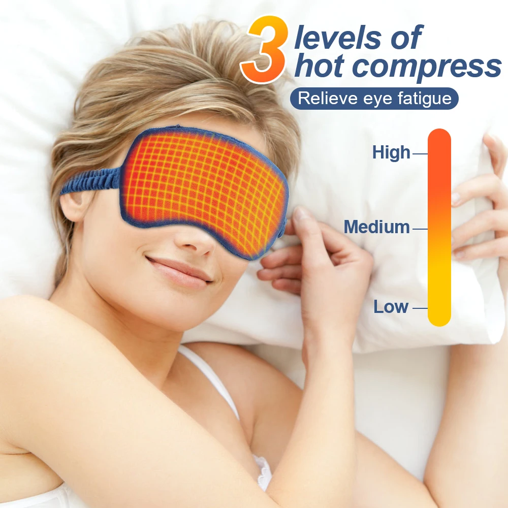 USB Eye Massager Heated Eye Shade Relieve Eye Fatiuge Remove Dark Circles Hot Eye Cover for Night Sleep Travel Office Eye Mask thumbnail 2