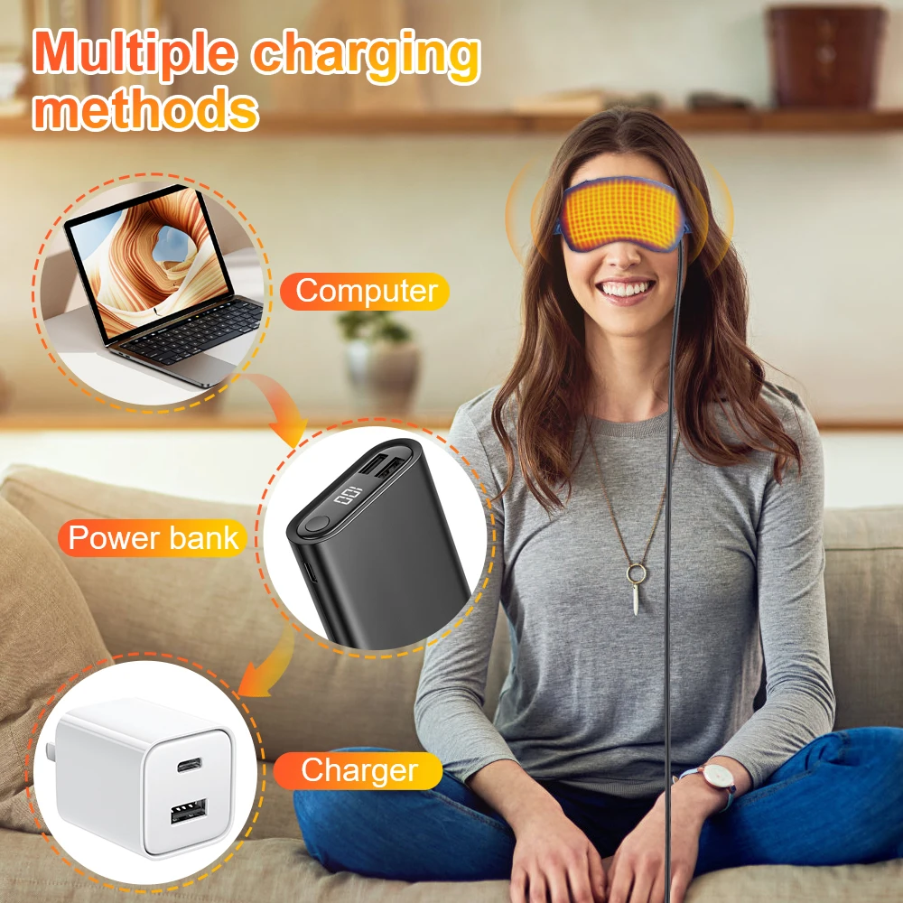 USB Eye Massager Heated Eye Shade Relieve Eye Fatiuge Remove Dark Circles Hot Eye Cover for Night Sleep Travel Office Eye Mask thumbnail 5