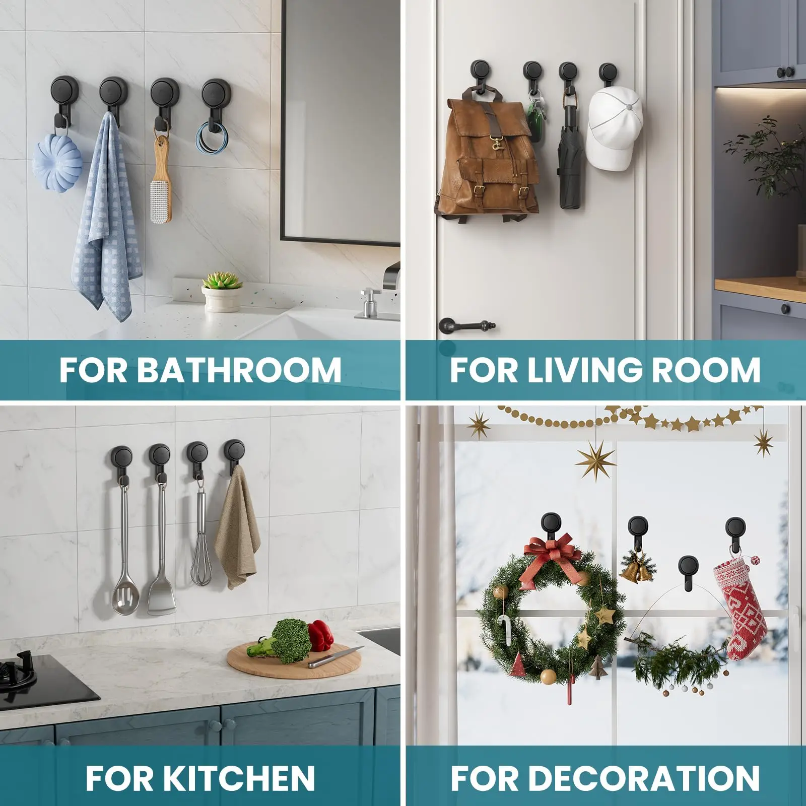 TAILI No Drilling Towel Hook Removable Vacuum Suction Cup Hooks Bathroom Robe Towel Holder Hook Kitchen Hotel Home Accessories thumbnail 3