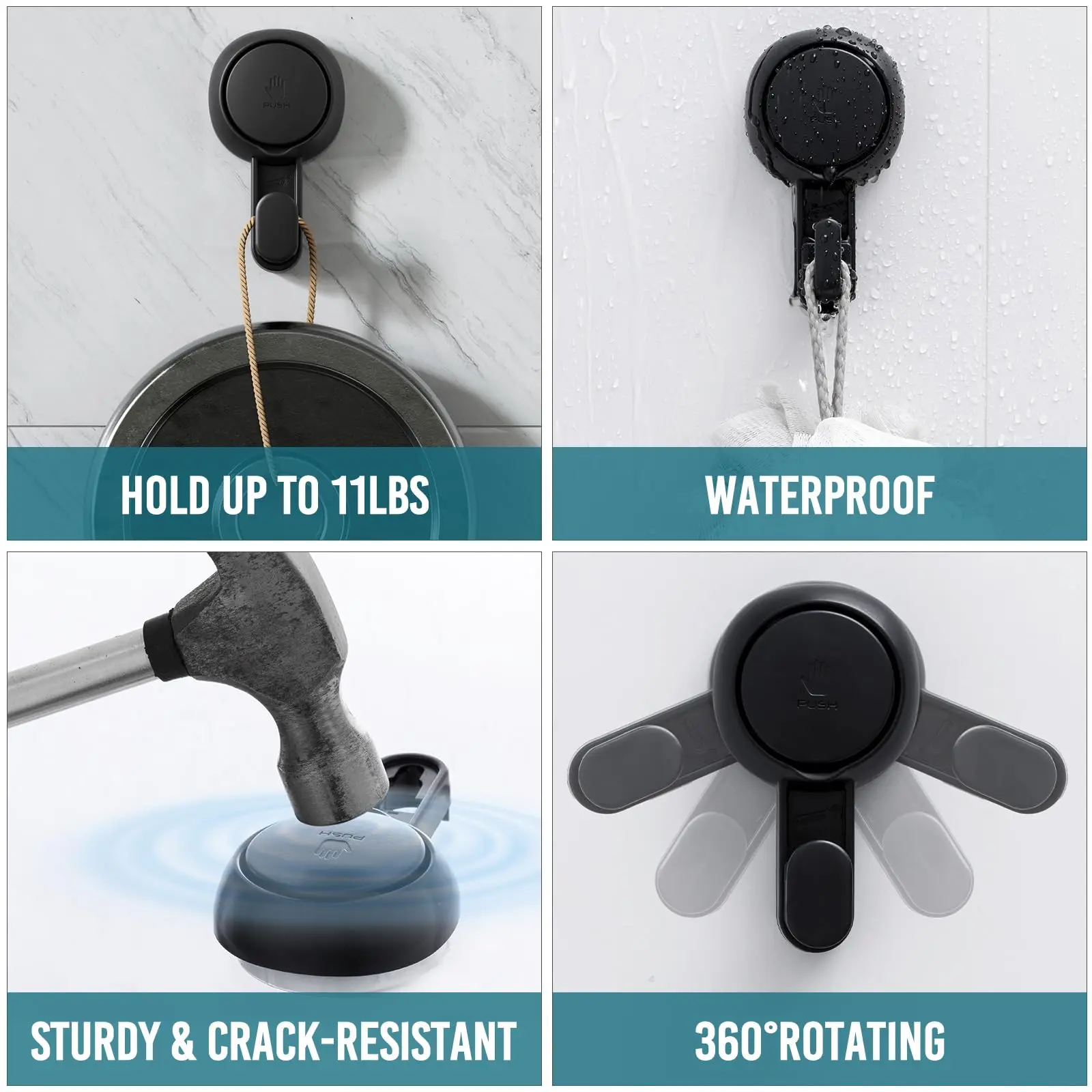 TAILI No Drilling Towel Hook Removable Vacuum Suction Cup Hooks Bathroom Robe Towel Holder Hook Kitchen Hotel Home Accessories thumbnail 6