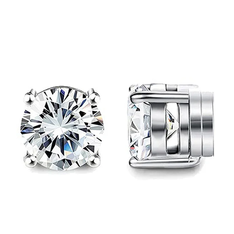 1 Pairs Crystal Strong Magnetic Ear Stud Clip Earrings for Men Women Punk Round Zircon Magnet Earrings Non Piercing Jewelry thumbnail 6