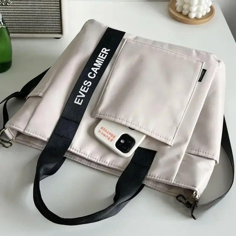 New Casual Tote Large Capacity Shoulder Bag Nylon Waterproof Canvas Handbag Simple Fashion Messenger Bags For Schoolgirl thumbnail 5