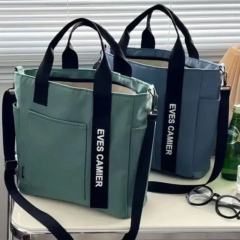 New Casual Tote Large Capacity Shoulder Bag Nylon Waterproof Canvas Handbag Simple Fashion Messenger Bags For Schoolgirl thumbnail 3