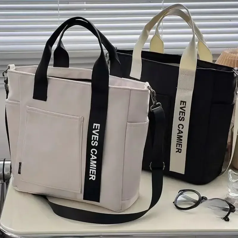 New Casual Tote Large Capacity Shoulder Bag Nylon Waterproof Canvas Handbag Simple Fashion Messenger Bags For Schoolgirl thumbnail 2