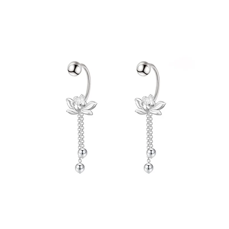 925 Sterling Silver Vintage Lotus Earrings for Women Cute Sweet Screw Design Silver Color Bowknot Earrings Vintage Jewelry Gifts thumbnail 6