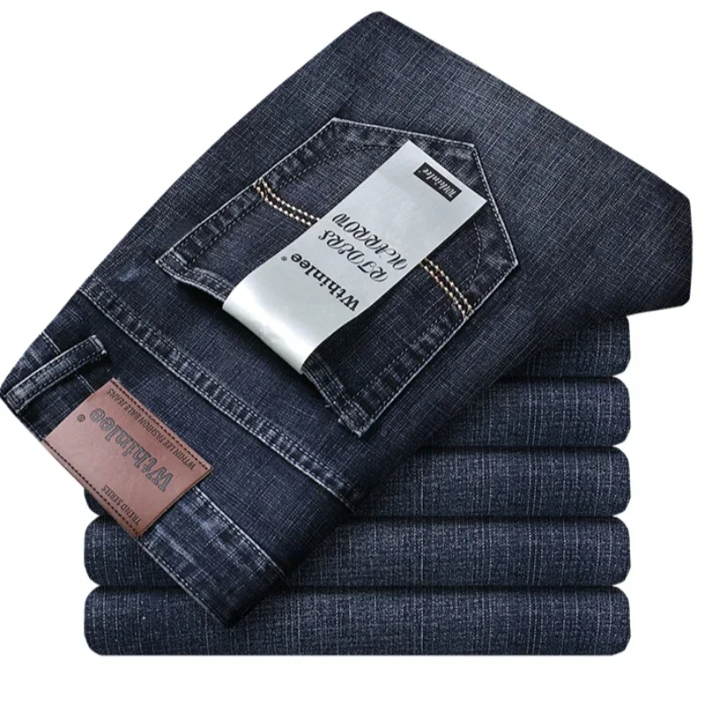 Wthinlee Brand Straight Stretch Classic Blue Black New Business Men's Jeans Casual Work Denim Trousers Male Brand Clothing thumbnail 3