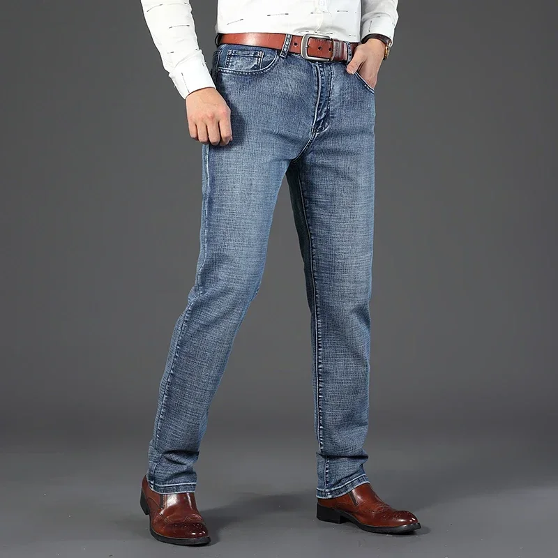 Wthinlee Brand Straight Stretch Classic Blue Black New Business Men's Jeans Casual Work Denim Trousers Male Brand Clothing thumbnail 5