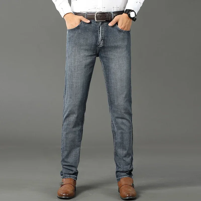 Wthinlee Brand Straight Stretch Classic Blue Black New Business Men's Jeans Casual Work Denim Trousers Male Brand Clothing thumbnail 6