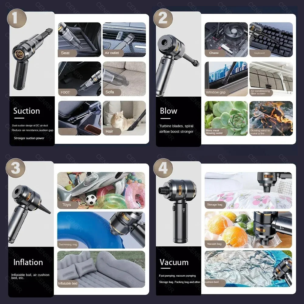 CENRR 998000PA Car Vacuum Cleaner Powerful Portable HandHeld Vacuum Cleaner For Car Wireless Cleaner Robot Car Accessories thumbnail 6