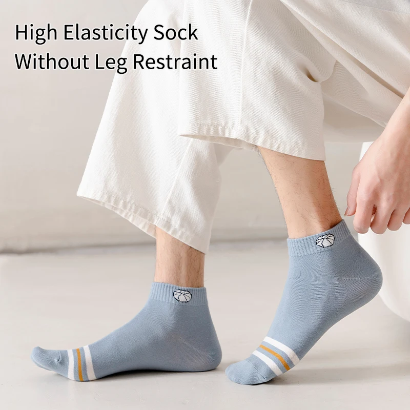 6 Pairs of Men's Spring  Autumn Letter Slogan Striped Basketball Sports Breathable Fashion Versatile College Style Summer Socks thumbnail 3
