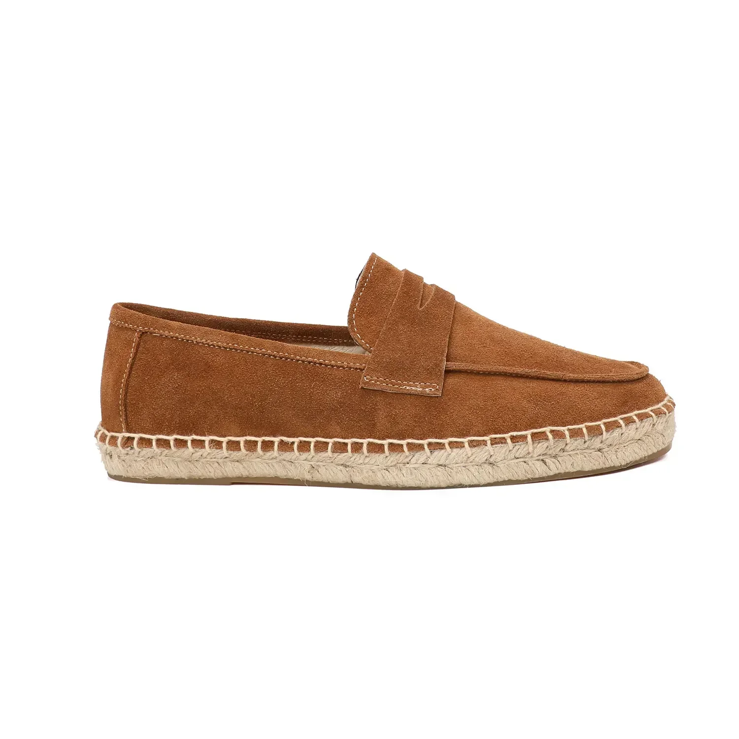 Men's Jute Espadrilles Slip on Loafers Cow Suede Leather Casual Shoes thumbnail 3