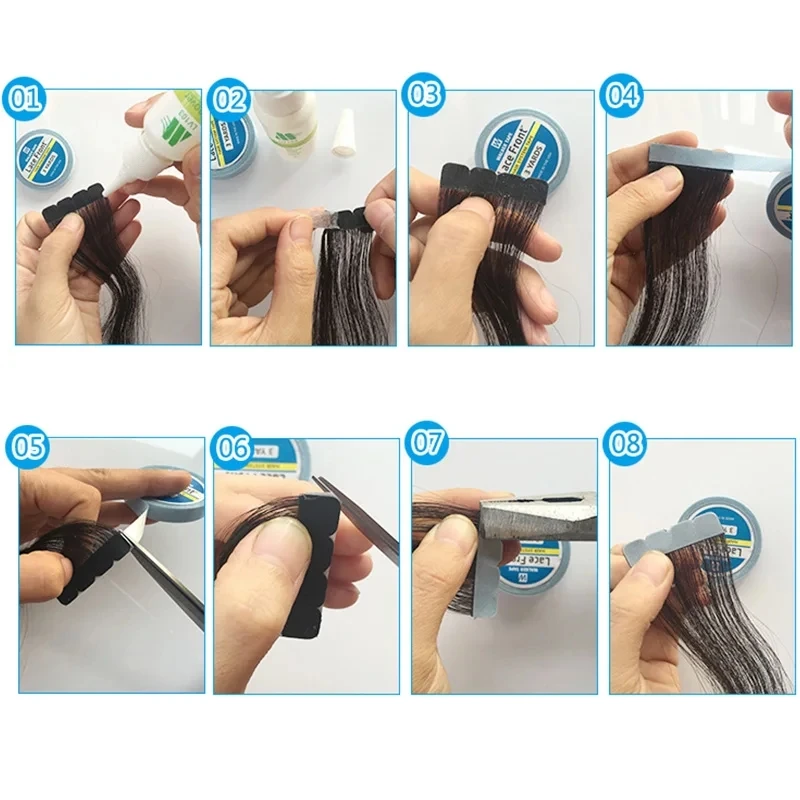 1/2/3 Roll 0.8 CM*12 Yards Super Hair Blue Tape Double-Sided Adhesive Tape for Hair Extension/Lace Wig/Toupee thumbnail 5