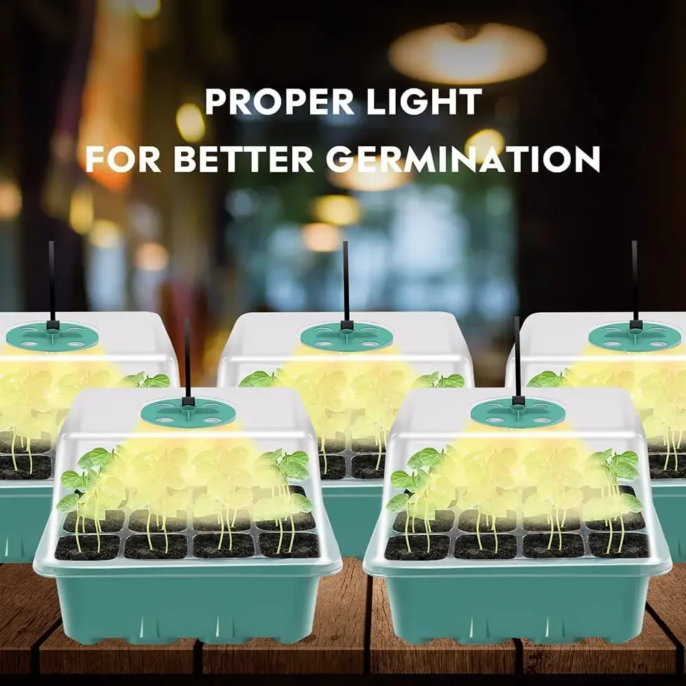 LED Nursery Pots With Grow Light Plant Seed Starter Trays Home Greenhouse Growing Lamp with 12 Hole Timer Kit Controller thumbnail 2