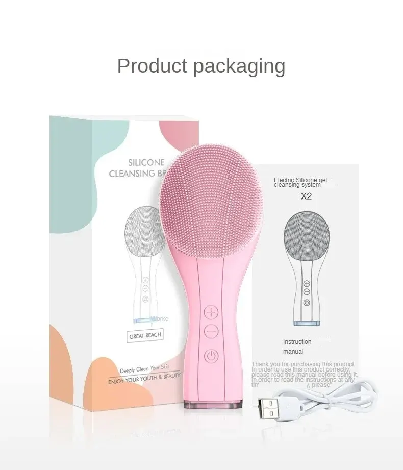 Electric Facial Cleansing Brush Deep Pore Cleaning Sonic Vibration Waterproof Acne Blackhead Remover Pore Cleaner Silicone thumbnail 6