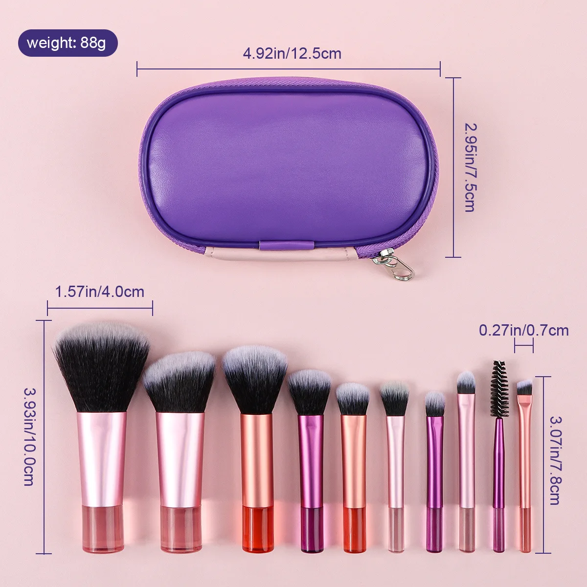 10pcs Mini Makeup Brush Set Powder Eyeshadow Foundation Blush Blender Concealer Beauty Makeup Tools Brush Professional Supplies thumbnail 6