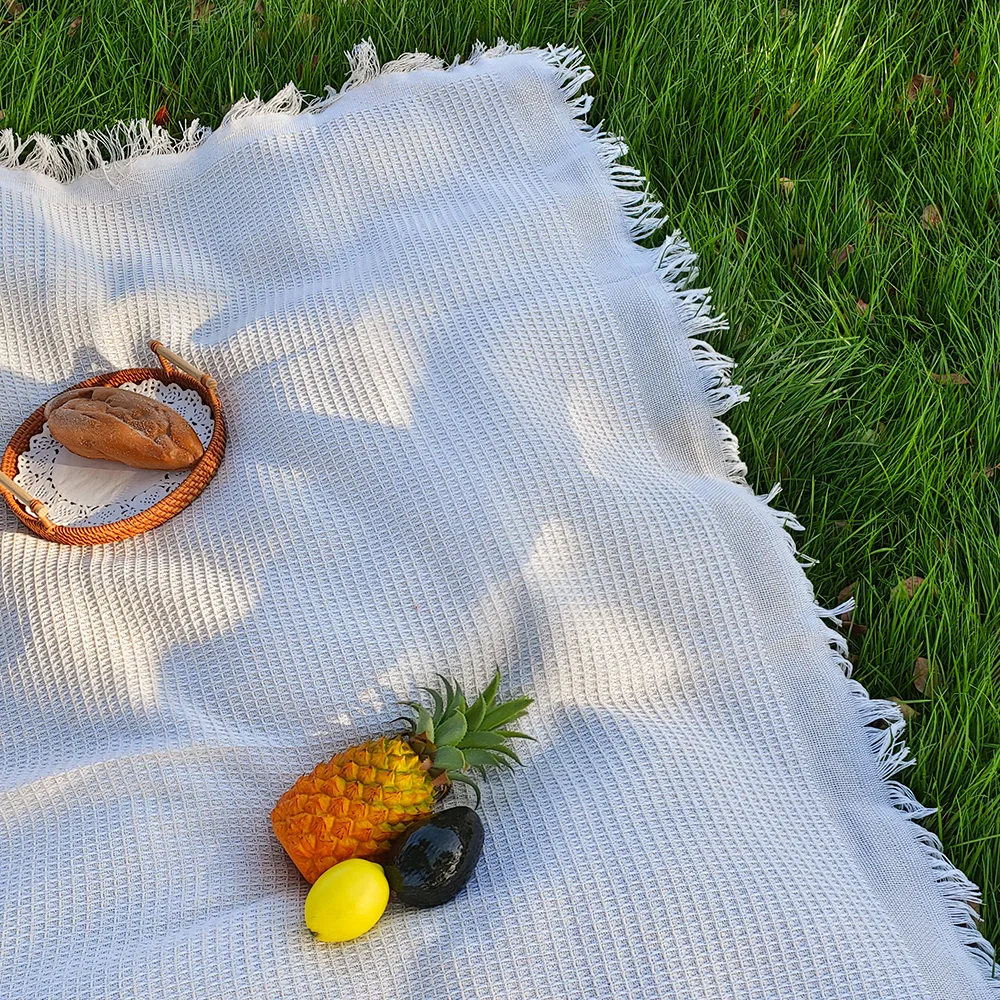 Cotton blend Portable Mat Picnic Mat with Tassel for Outdoor Camping Dustproof Tablecloth Mat Soft Sofa Blankets Camping Parts thumbnail 6