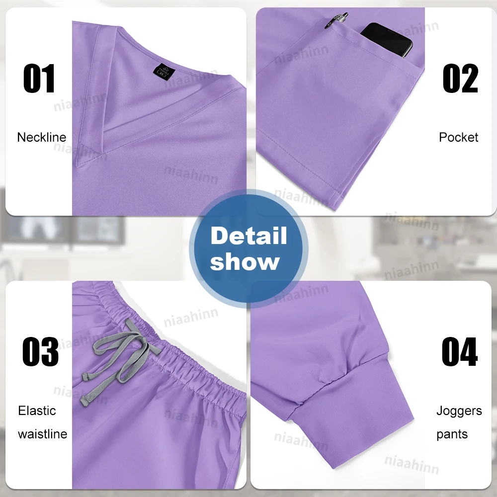 Medical Scrub Nursing Surgical Gown High Quality Elastic Scrub Healthcare Pharmacy Solid Color Uniform Wholesale Workwear Unisex thumbnail 6