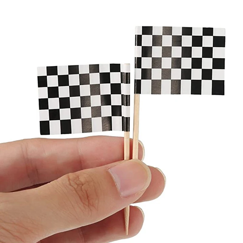 100pcs Racing Flag Toothpicks Checkered Flag Picks Appetizer Toothpicks Fruit Sticks for Cocktail Party thumbnail 4