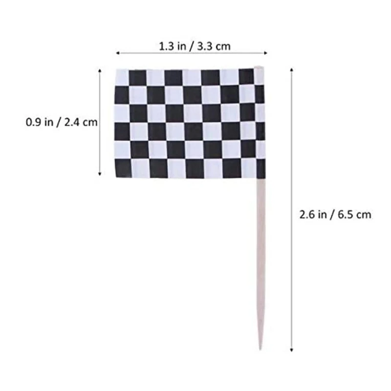 100pcs Racing Flag Toothpicks Checkered Flag Picks Appetizer Toothpicks Fruit Sticks for Cocktail Party thumbnail 6