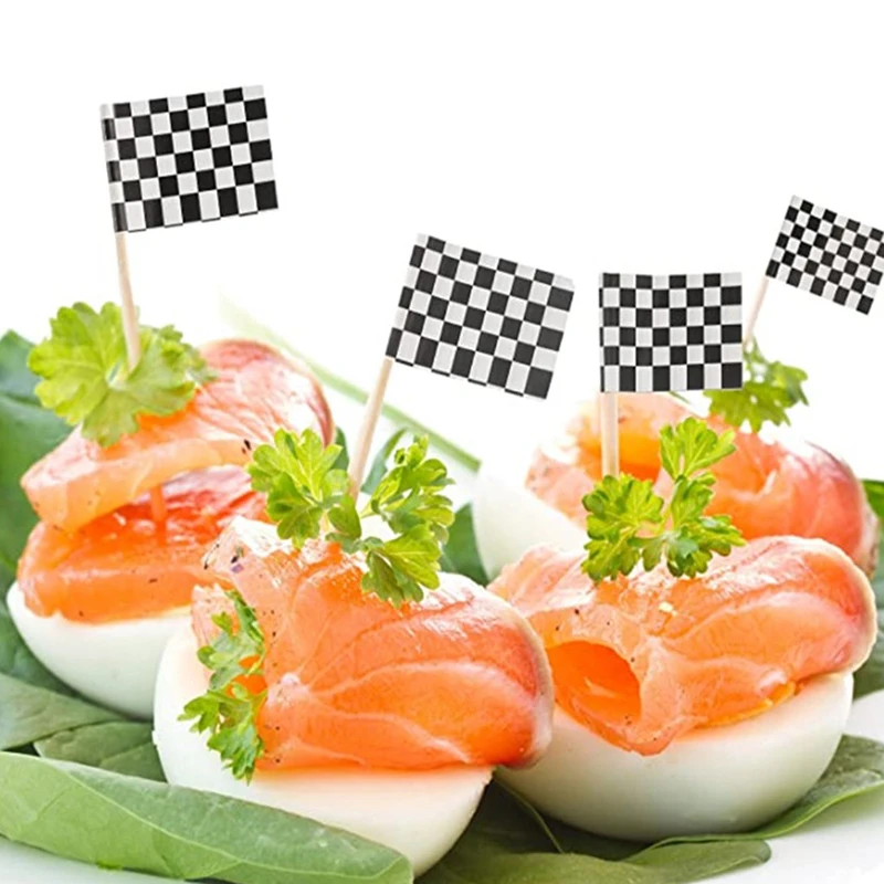100pcs Racing Flag Toothpicks Checkered Flag Picks Appetizer Toothpicks Fruit Sticks for Cocktail Party thumbnail 2
