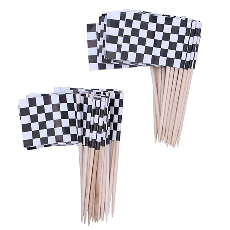 100pcs Racing Flag Toothpicks Checkered Flag Picks Appetizer Toothpicks Fruit Sticks for Cocktail Party thumbnail 5