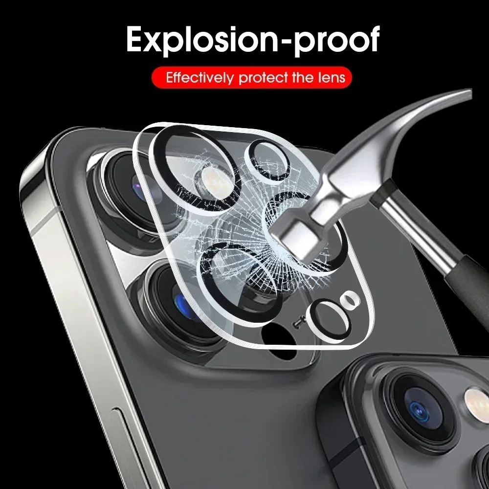 1-5Pcs Tempered Glass for iPhone 17 16 15 14 13 Pro Max Plus Mini Camera Lens Protector Black Circle Protective Lens Film Cover thumbnail 4
