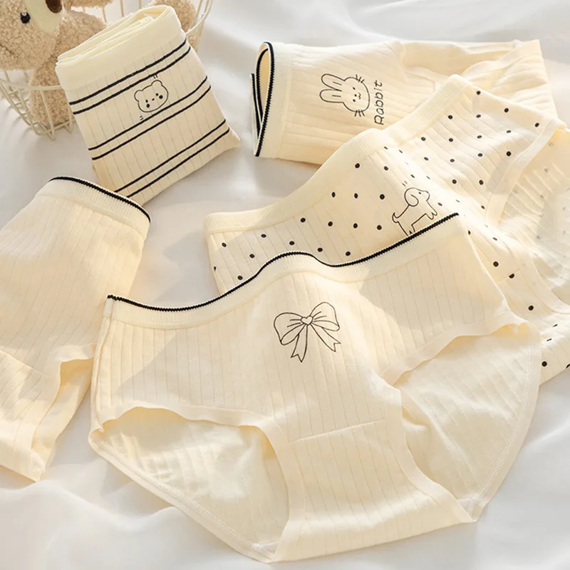 5Pcs Cotton Underwear for Women Panties Sexy Shorts Print Fruit Cartoon Briefs Girls Sexy Lingeries Breathable Underpant Ladies thumbnail 2