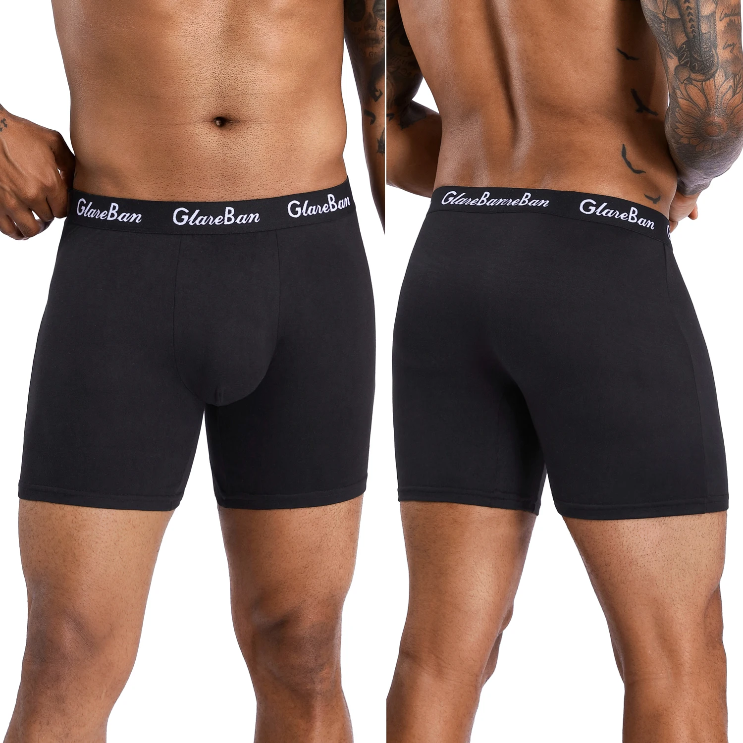5pcs Set Mid-Long Black Boxer Shorts Men Underwear Breathable Male Underpants for Men Homme Boxershorts Slips Soft Panties 2024 thumbnail 3
