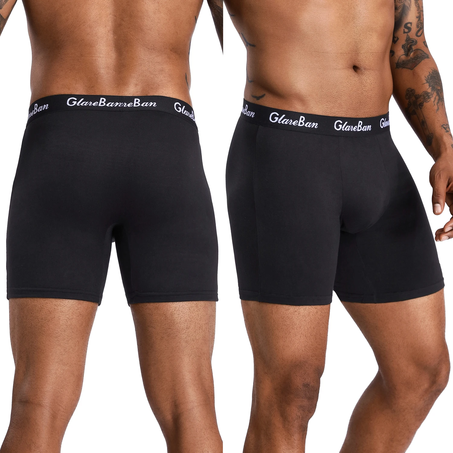 5pcs Set Mid-Long Black Boxer Shorts Men Underwear Breathable Male Underpants for Men Homme Boxershorts Slips Soft Panties 2024 thumbnail 4