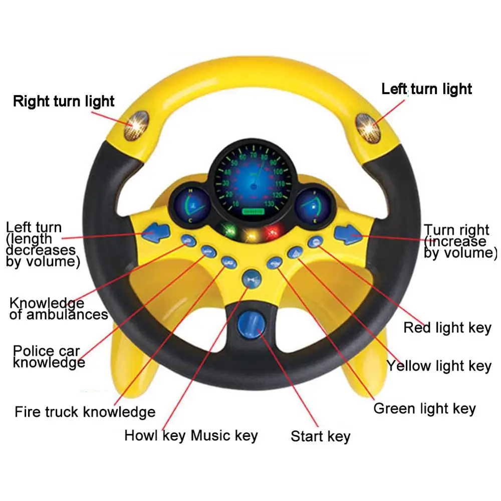 Electric Simulated Driving Steering Three-Dimensional Portable Wheel Copilot Toy Light And Sound Educational Children's Gifts thumbnail 2