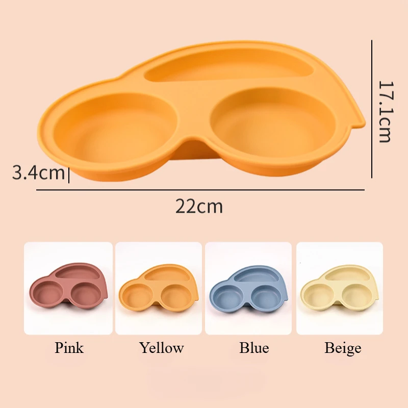 Safe Silicone Baby Dining Plate Car Shape Children's Dishes Infant Suction Bowl Toddler Training Tableware Kids Feeding Plates thumbnail 6