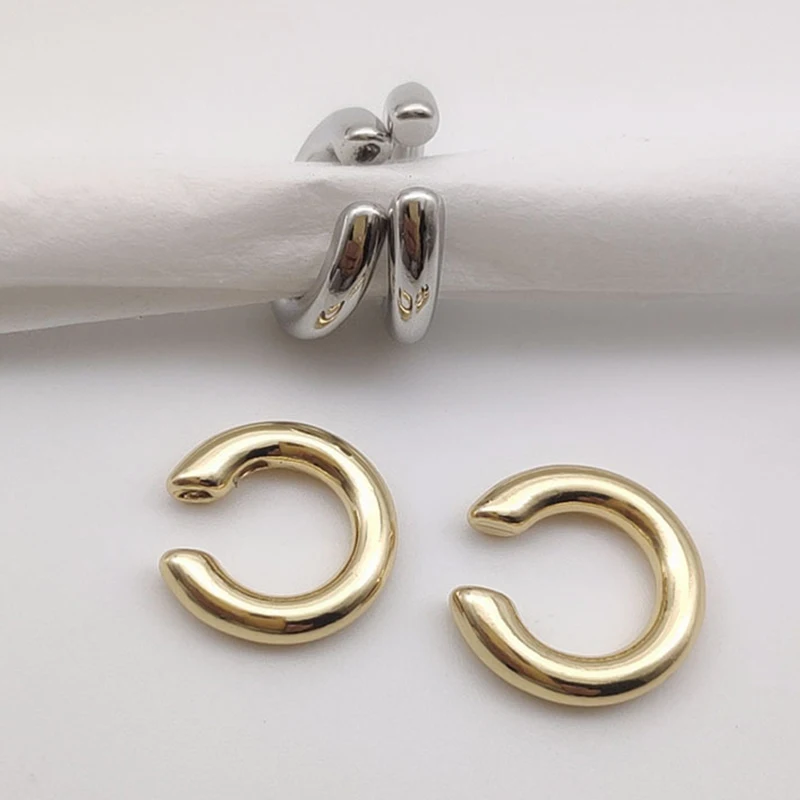 New Fashionable Unique Fake Perforated Metal Ear Clip Asymmetric Circular Cartilage Women Fashion Jewelry Gift Ear Cuff Girl thumbnail 4
