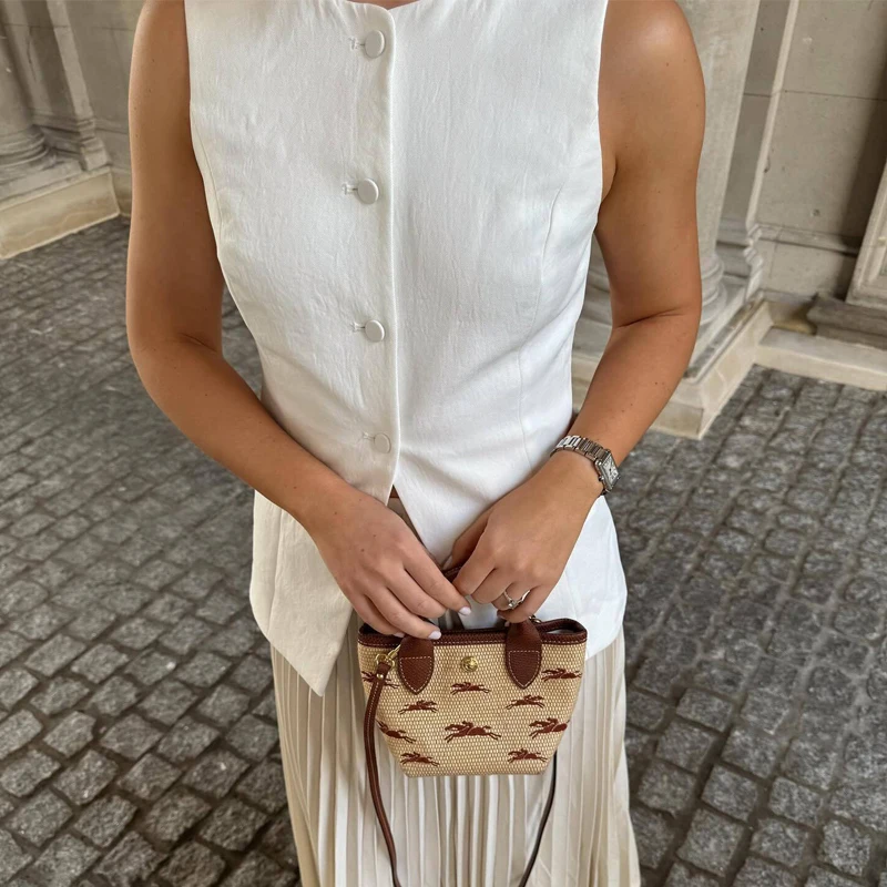 MUJER 2025 White Sleeveless Vest Women Button Summer Vests for Women Jacket Pink Vest Top Women Streetwear Women's Tailored Vest thumbnail 5